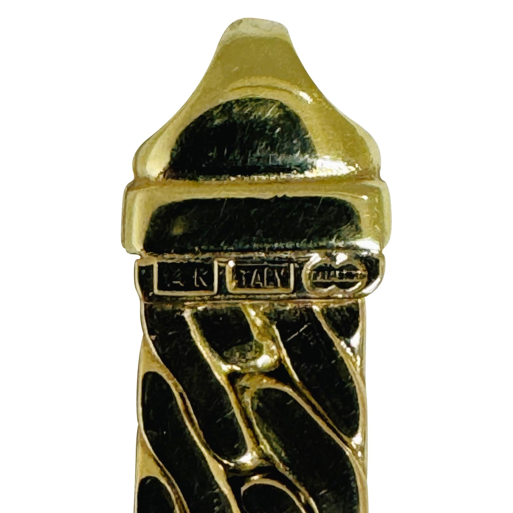 14k Gelbgold 36,6g abgestufte dicke abgeflachte Kandare Link Halskette Italien 16