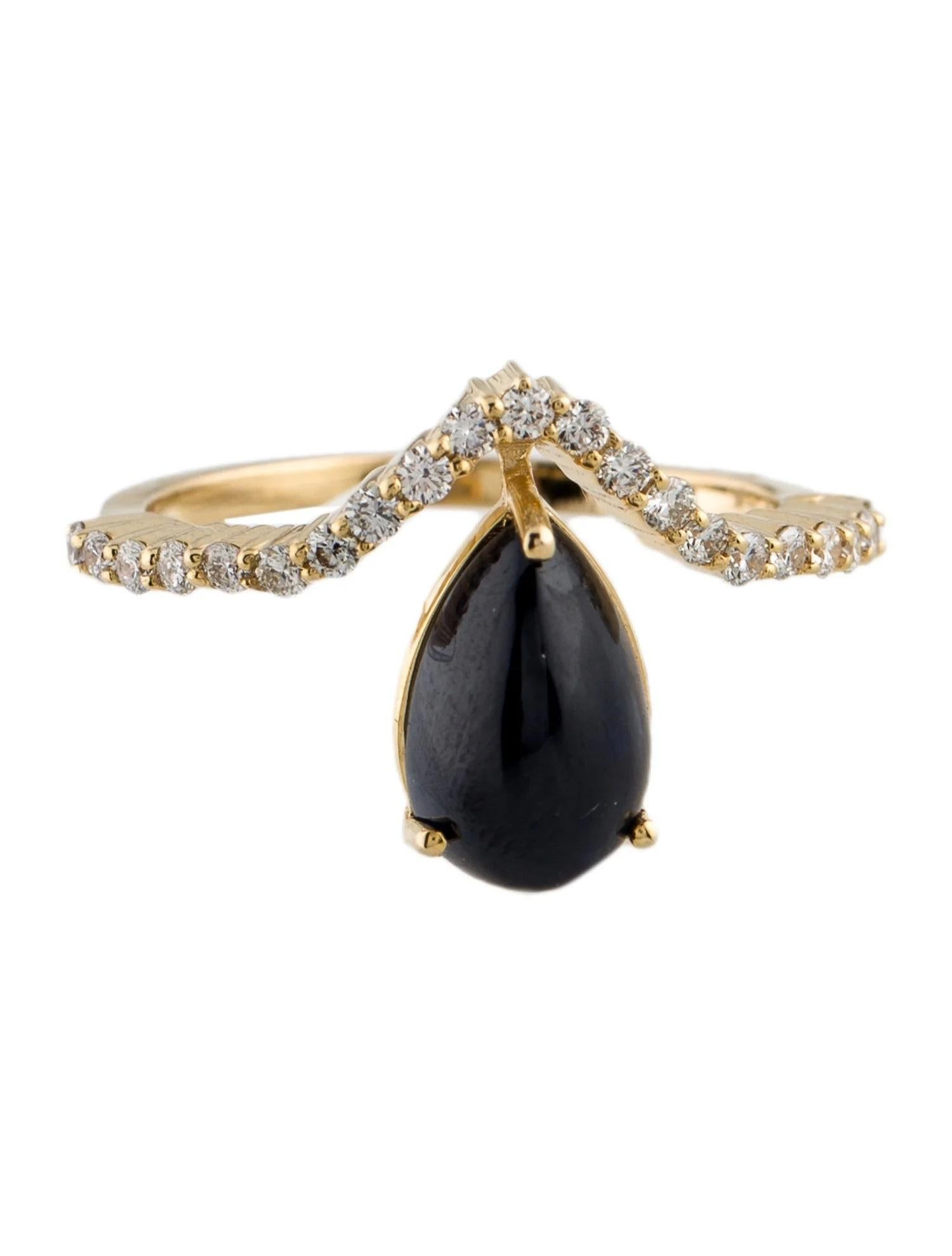 Artist 14K Yellow Gold 3.70ct Pear-Shaped Sapphire & 0.32ctw Diamond Teardrop Cocktail For Sale