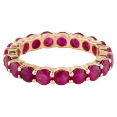 14K Yellow Gold 3.70ctw Ruby Eternity Band Size 7.5  Round Modified Brilliant