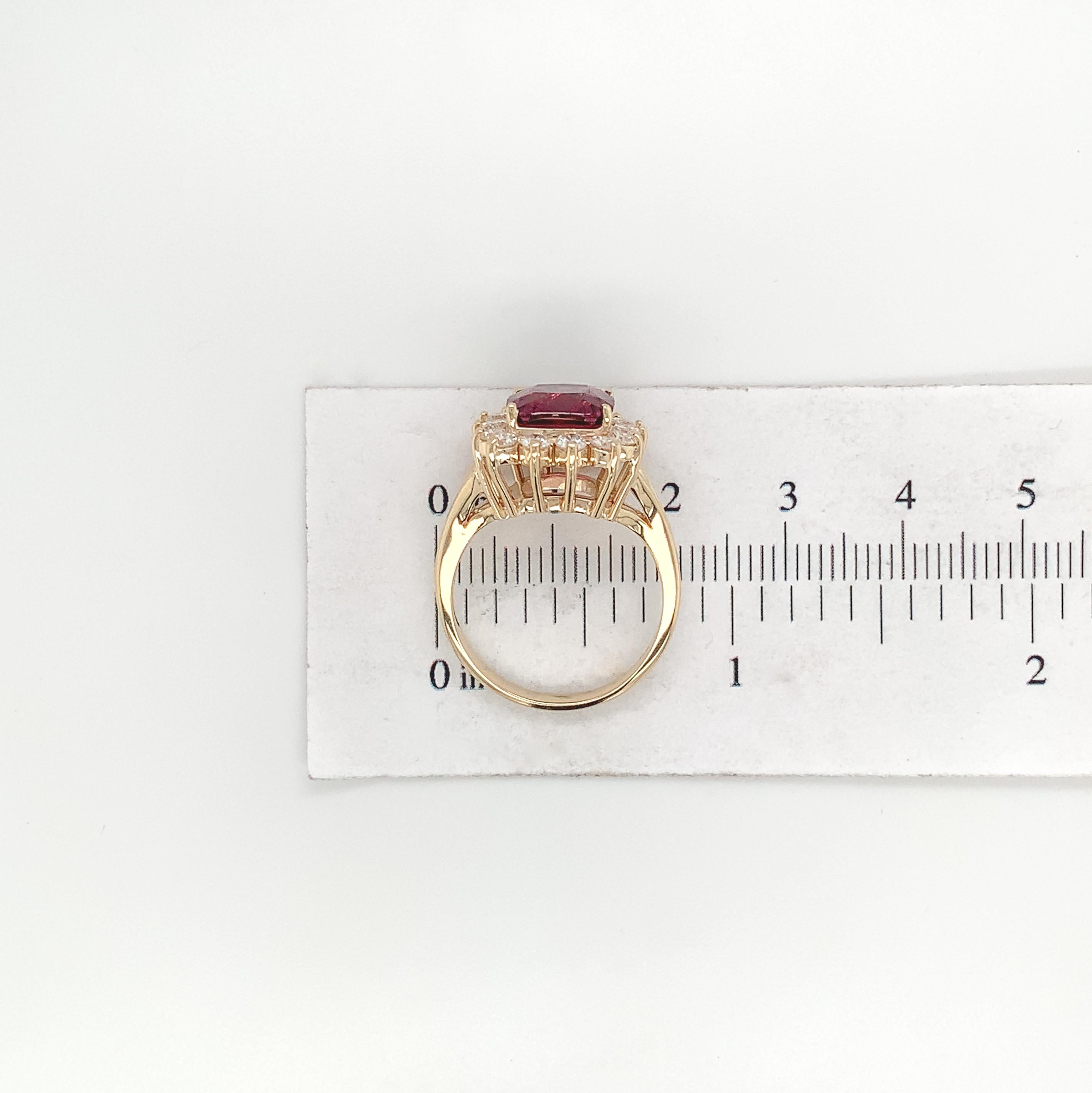 14K Yellow Gold 3.75 carat Garnet Ring with Diamond Halo 3