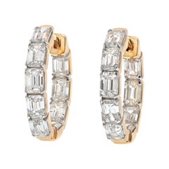 14K Yellow Gold 3.75 Carat Small Hoop Huggie Earrings