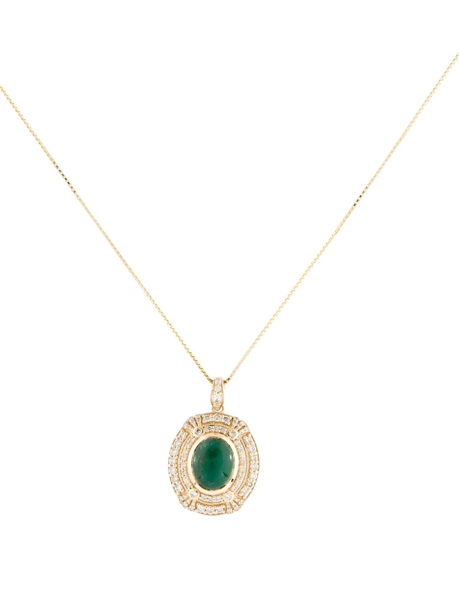 Emerald Cut 14K Yellow Gold 3.76ct Emerald, Sapphire & Diamond Pendant Necklace For Sale