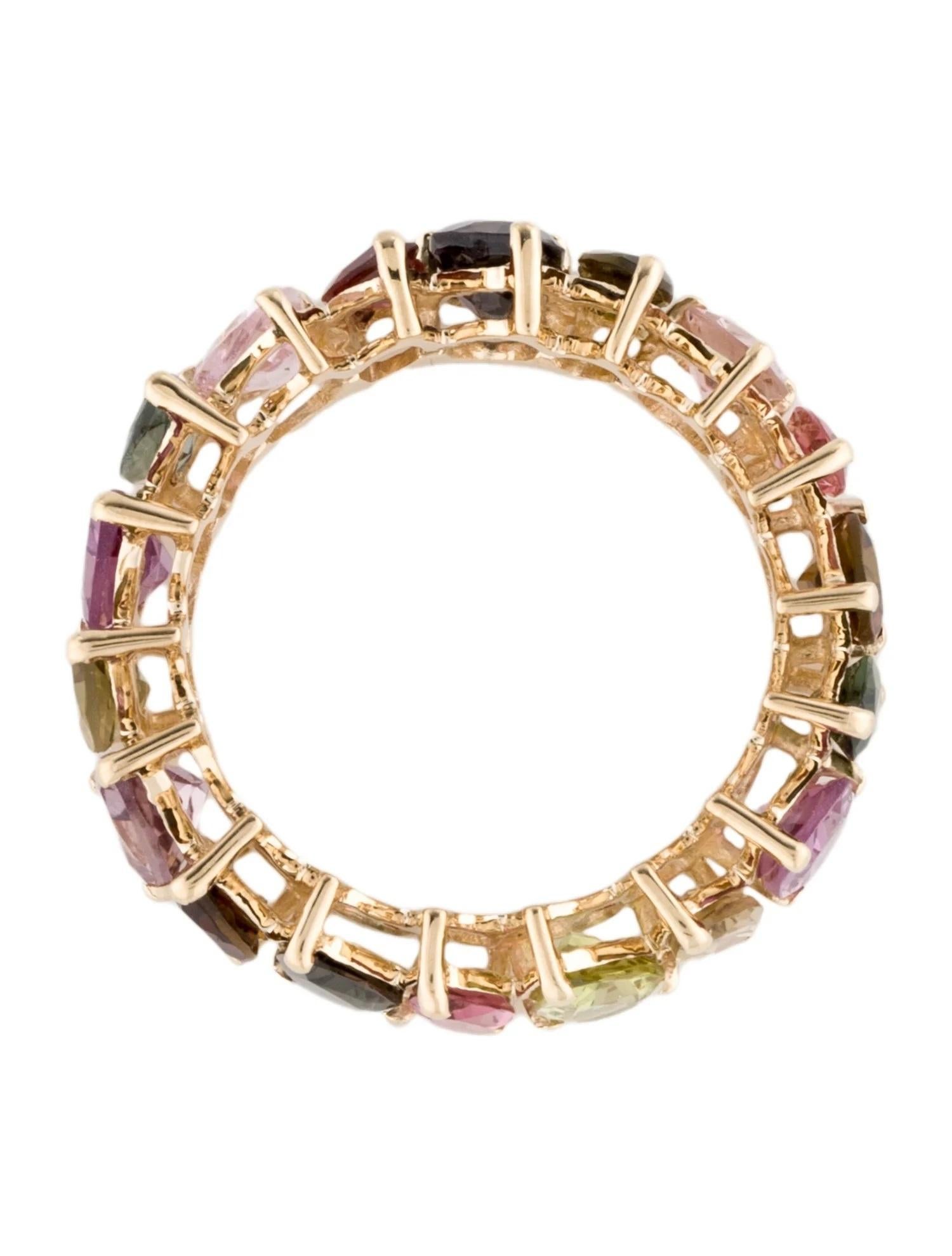 Fascia di eternità in oro giallo 14K con tormalina multicolore da 3,76 carati, misura 7 In condizioni Nuovo in vendita a Holtsville, NY