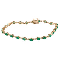 14K Yellow Gold 3.78ctw Pear Modified Brilliant Emerald & Diamond Link Bracelet