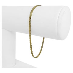 14k Gelbgold 3.7g Damen dünnes 2,5 mm geflochtenes Fancy Gliederarmband Italien 7,25"