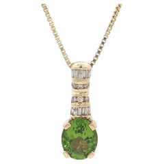14k Yellow Gold 3.80ctw Peridot
Diamond Pendant 16" Box Chain Necklace