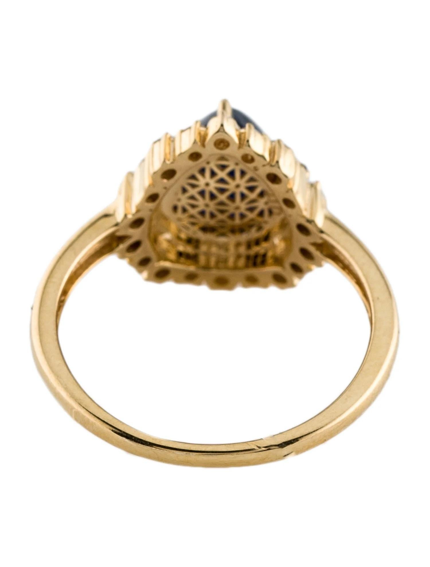 Pear Cut 14K Yellow Gold 3.84ct Pear-Shaped Sapphire & 0.27ctw Diamond Cocktail Ring Size For Sale