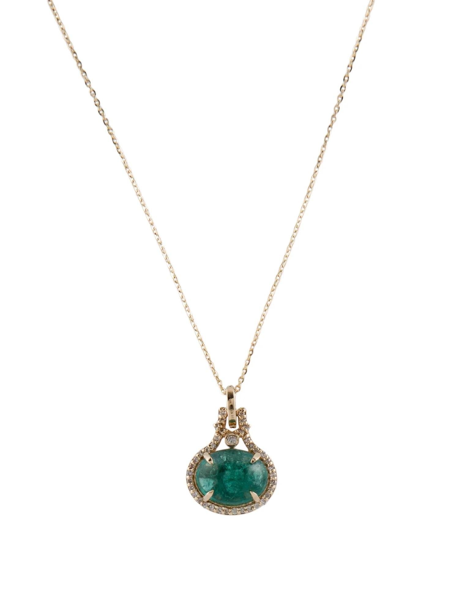 Taille émeraude Collier pendentif en or jaune 14 carats avec émeraudes et diamants de 3,86 carats en vente