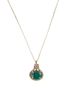 Collar Colgante Esmeralda y Diamante Oro Amarillo 14K 3.86ct