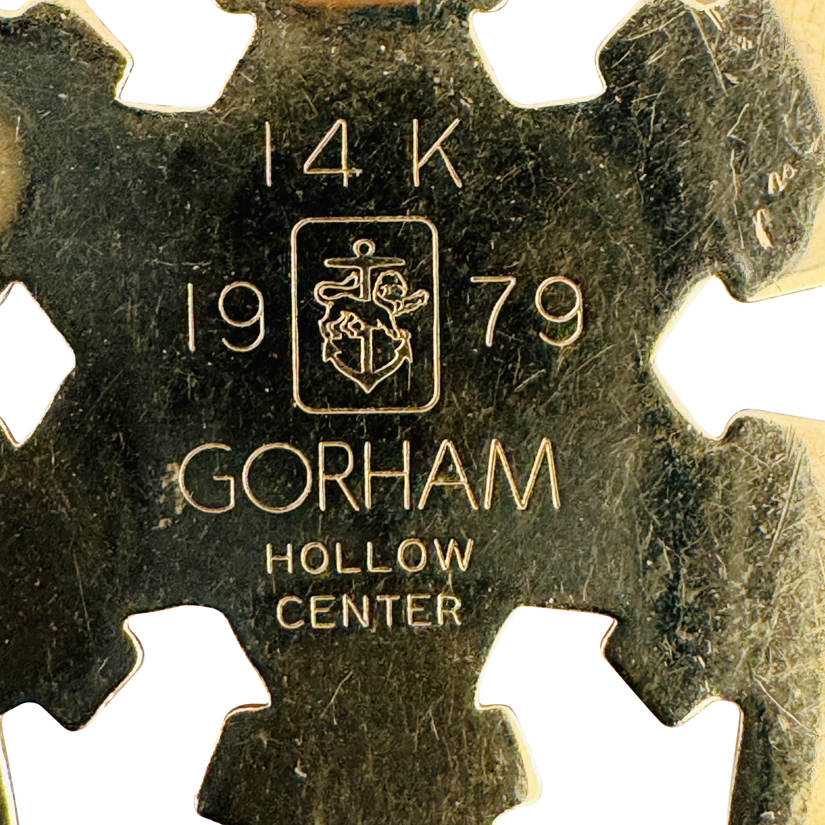 Women's 14k Yellow Gold 3.8g Vintage Gorham Hollow Snowflake Slide Pendant