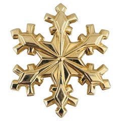 14k Yellow Gold 3.8g Vintage Gorham Hollow Snowflake Slide Pendant
