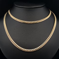 14k Yellow Gold 3.90mm Wide Cuban Curb Link Chain Necklace 24" Long