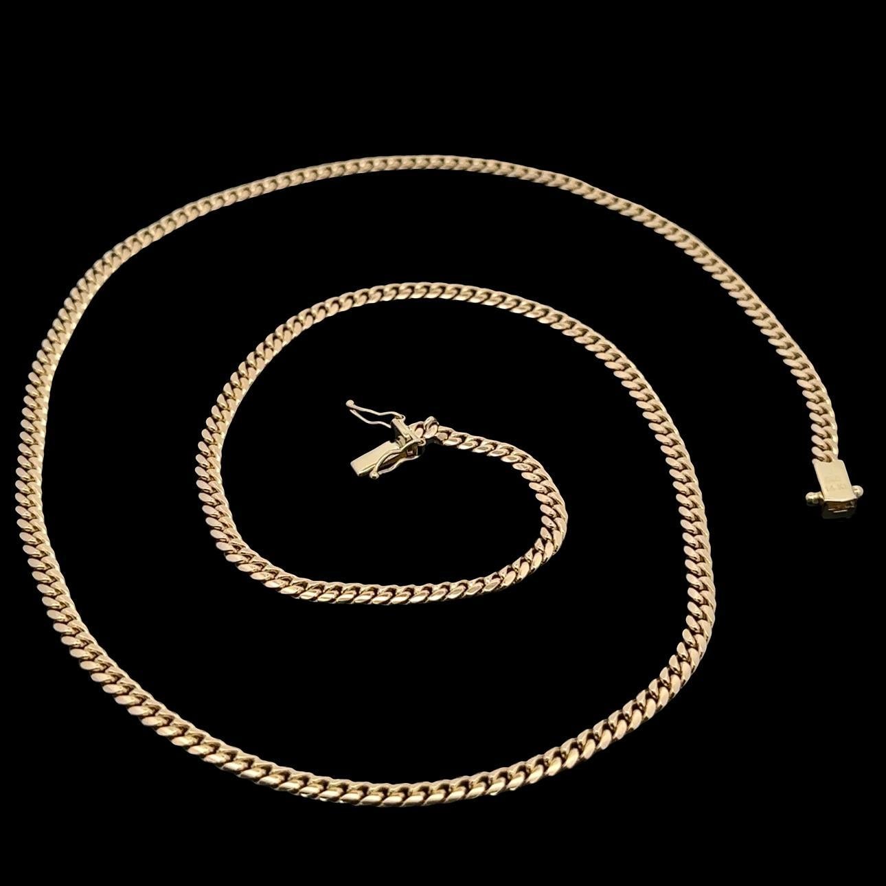 14k Yellow Gold 3.90mm Wide Cuban Curb Link Chain Necklace 24