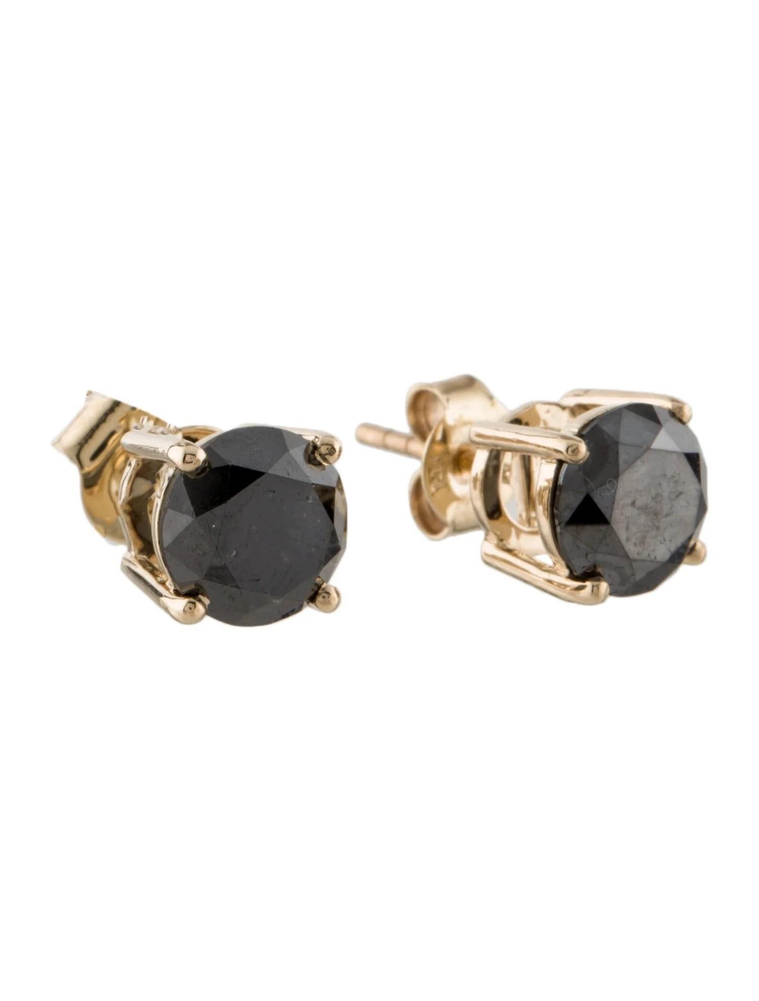 Artiste Clous d'oreilles en or jaune 14 carats avec diamants noirs de 3,91 carats en vente
