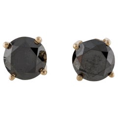 14K Gelbgold 3,91 Karat schwarze Diamant-Ohrstecker