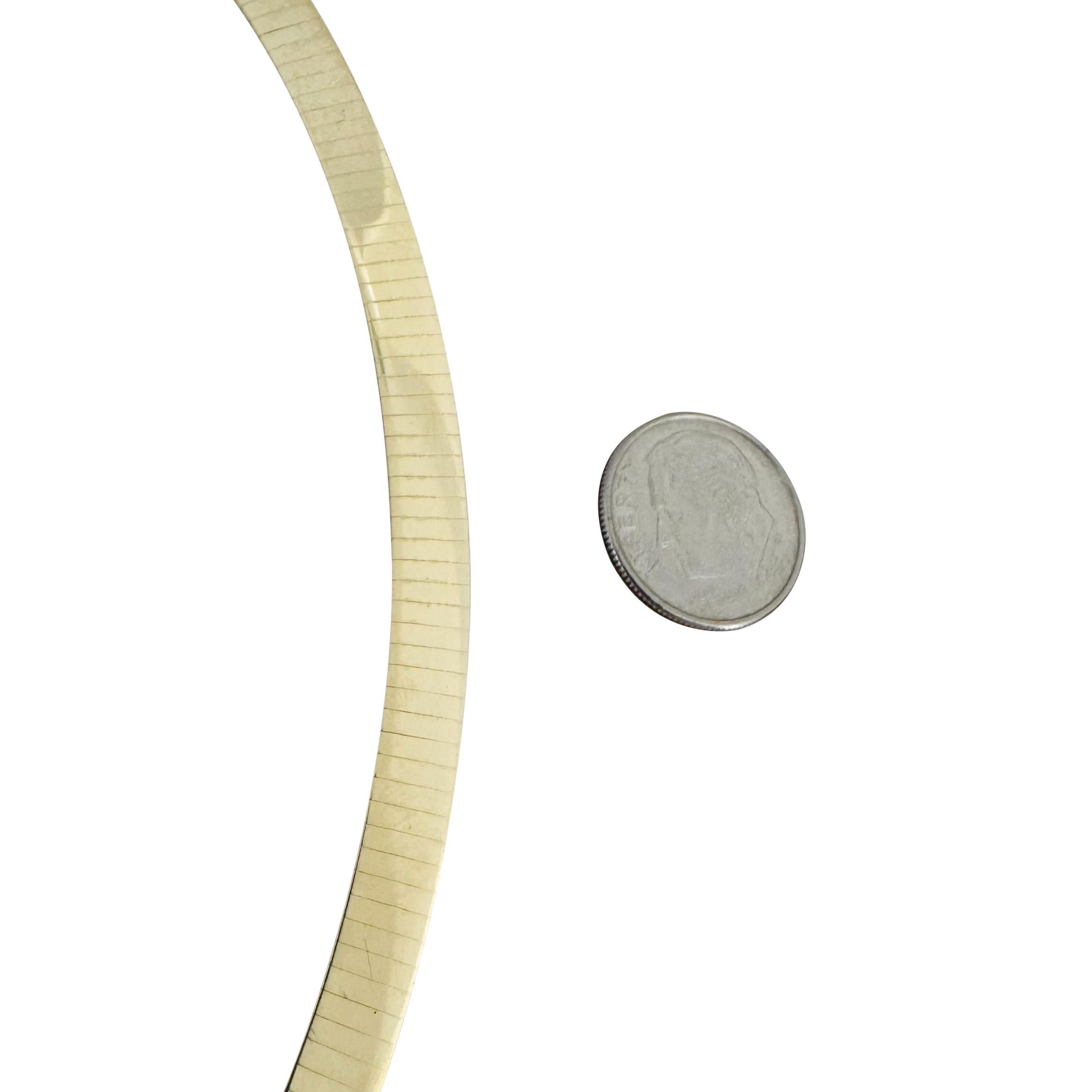 14k Gelbgold 39,3g massive schwere 6mm flache Omega-Gliederhalskette Italien 16