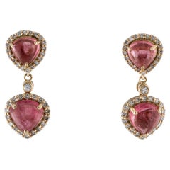 14K Yellow Gold 3.94ctw Tourmaline, Sapphire 
Diamond Drop Earrings