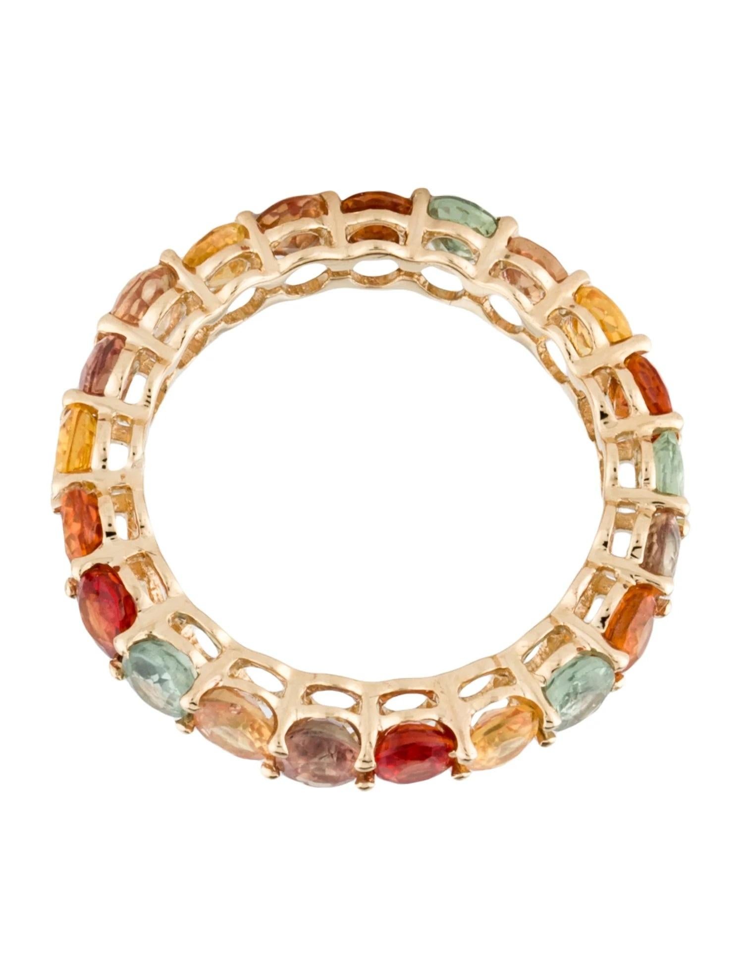 14K Yellow Gold 3.99ctw Multi-Color Sapphire Eternity Band Ring, Size 6.5 In New Condition For Sale In Holtsville, NY