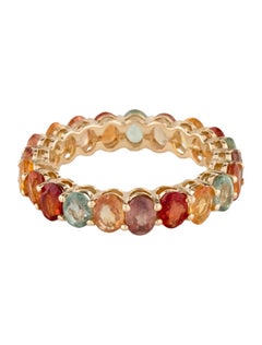 14K Yellow Gold 3.99ctw Multi-Color Sapphire Eternity Band Ring, Size 6.5