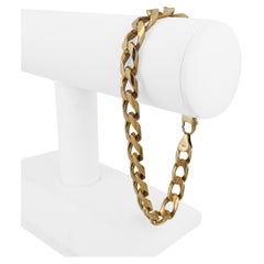 14k Yellow Gold 39g Solid 8.5mm Men's Squared Curb Link Bracelet Italy 9.5"