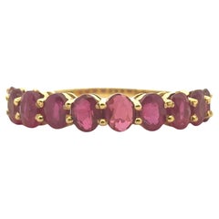 14k Yellow Gold 3ctw Oval Cut Ruby Halfway Ring Band