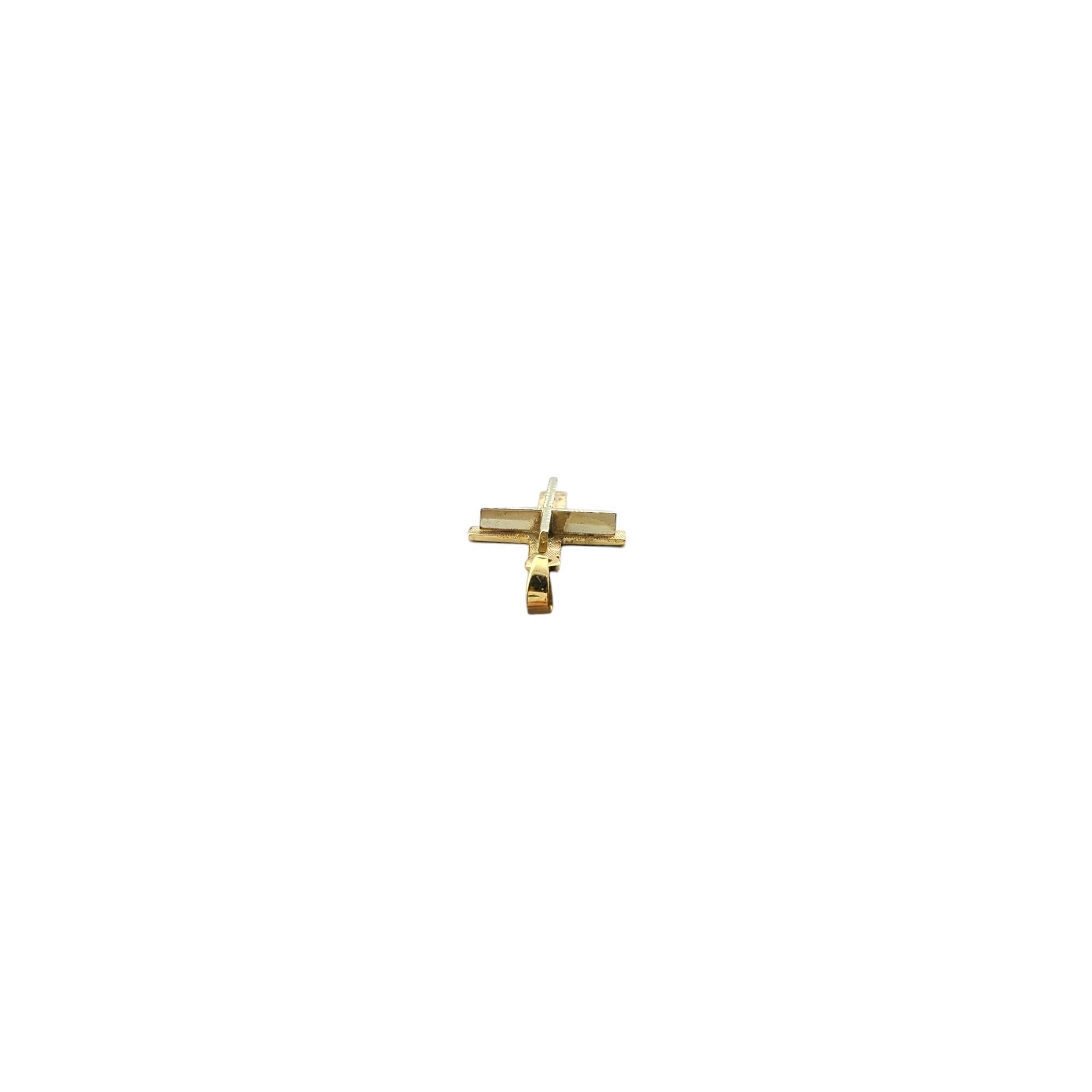14K Yellow Gold 3D Cross Pendant #17437 For Sale 4