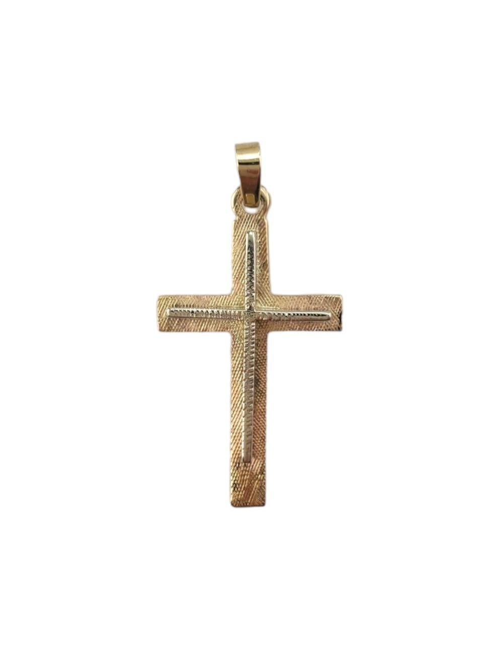 Pendentif croix 3D en or jaune 14 carats n° 17437
