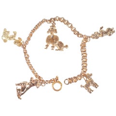 Bracciale A Link con Charm Barboncino 3D in oro giallo 14k