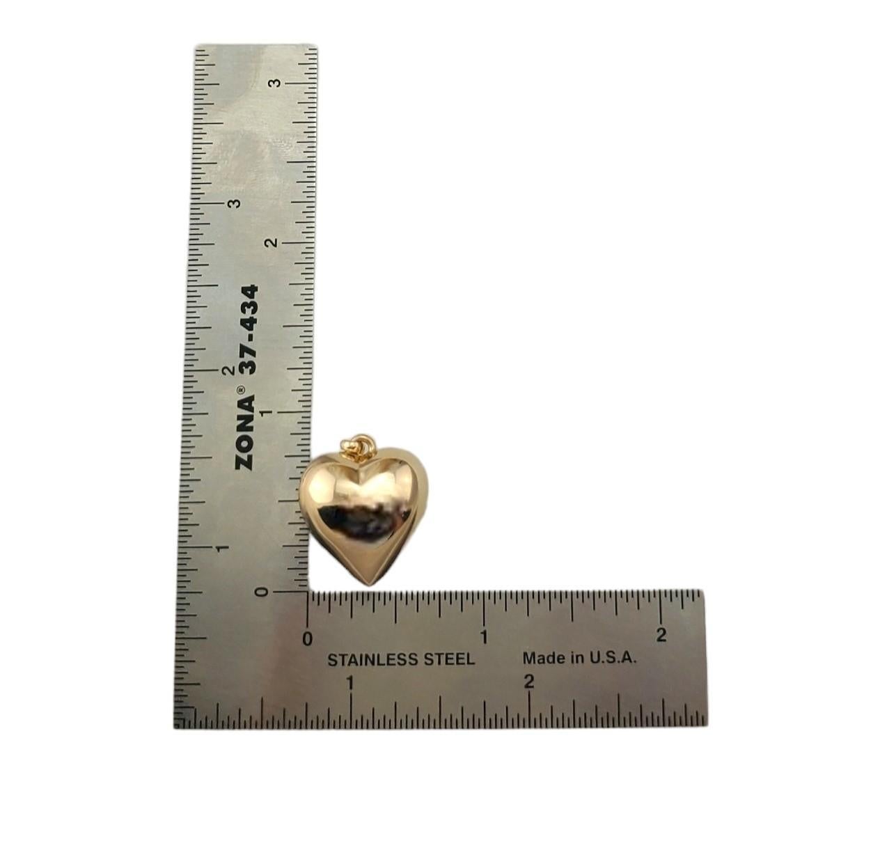 Women's 14K Yellow Gold 3D Puffy Heart Pendant #17438 For Sale