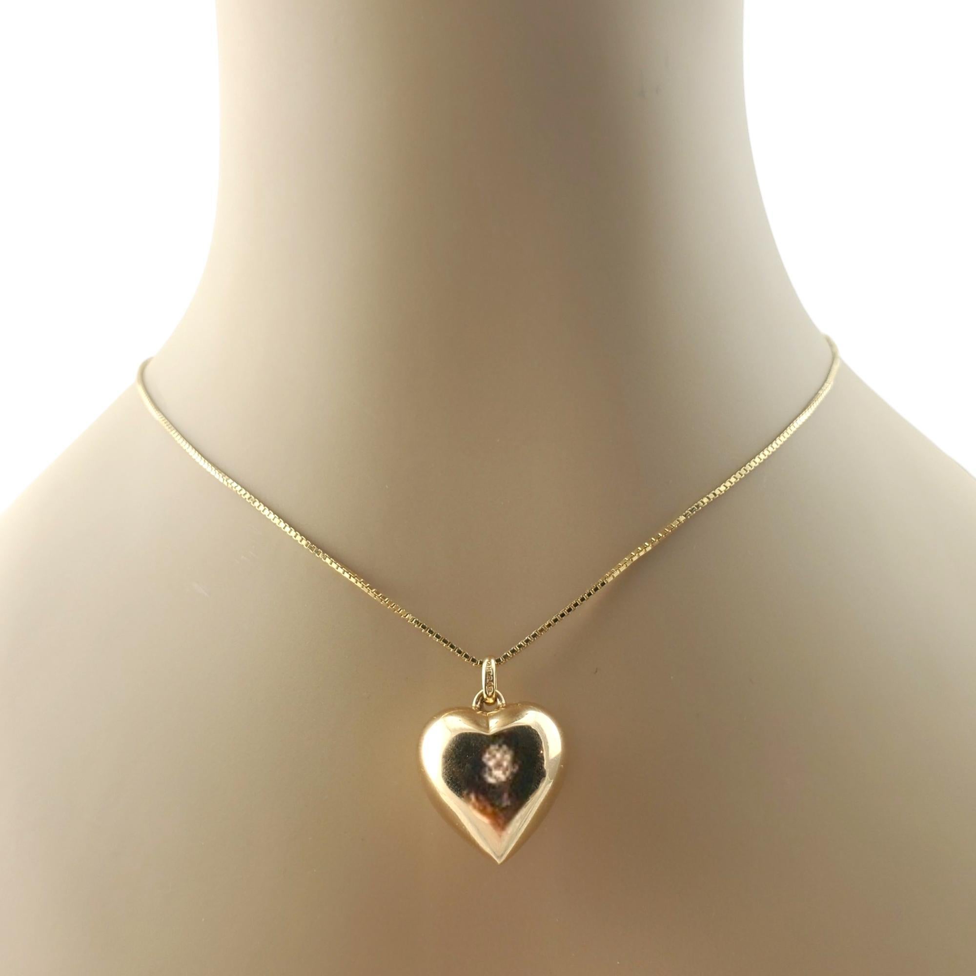 14K Yellow Gold 3D Puffy Heart Pendant #17438 For Sale 1