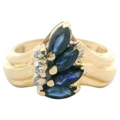 Anello in oro giallo 14k con zaffiro blu 3g e diamante, misura 4,25