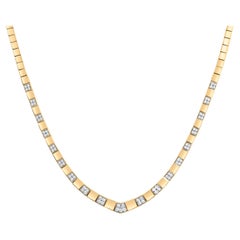 14K Gelbgold 4/5 Cttw Diamant-Cluster- und Bar-Set Gliederkette 3,5 MM Kette Halskette