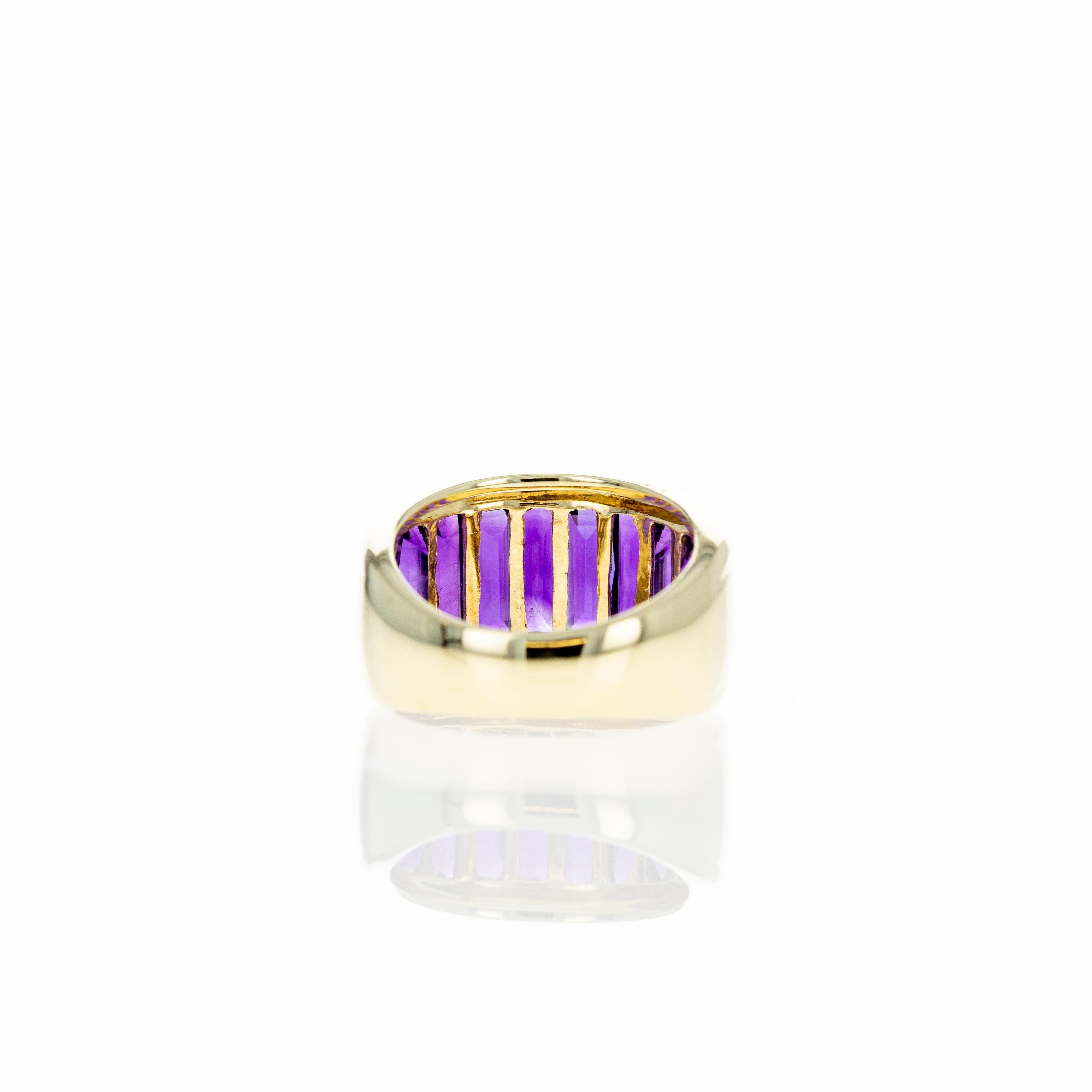 14 Karat Gelbgold 4 Karat Amethyst Chunky Band im Zustand „Hervorragend“ im Angebot in Cape May, NJ