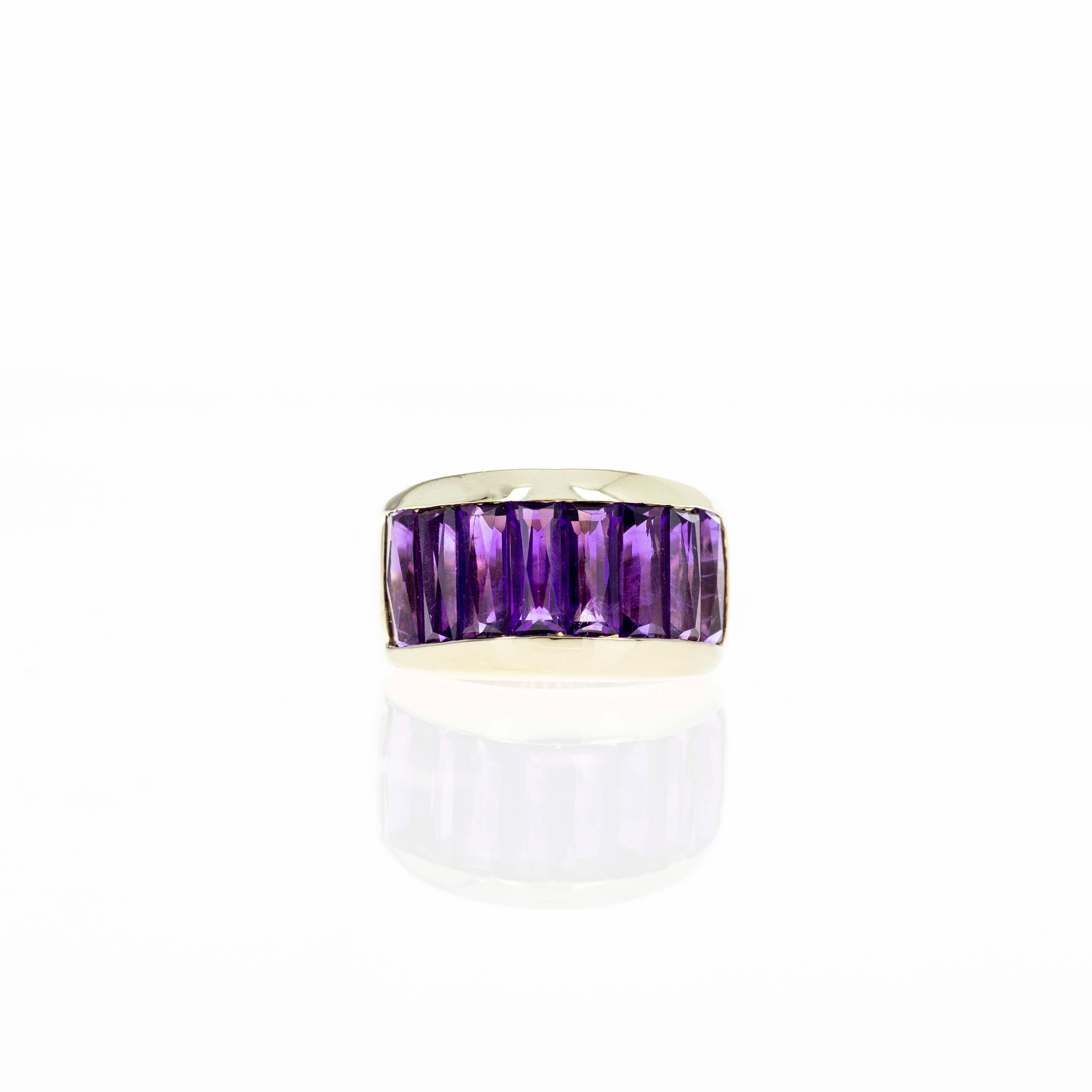 14 Karat Gelbgold 4 Karat Amethyst Chunky Band im Angebot 1