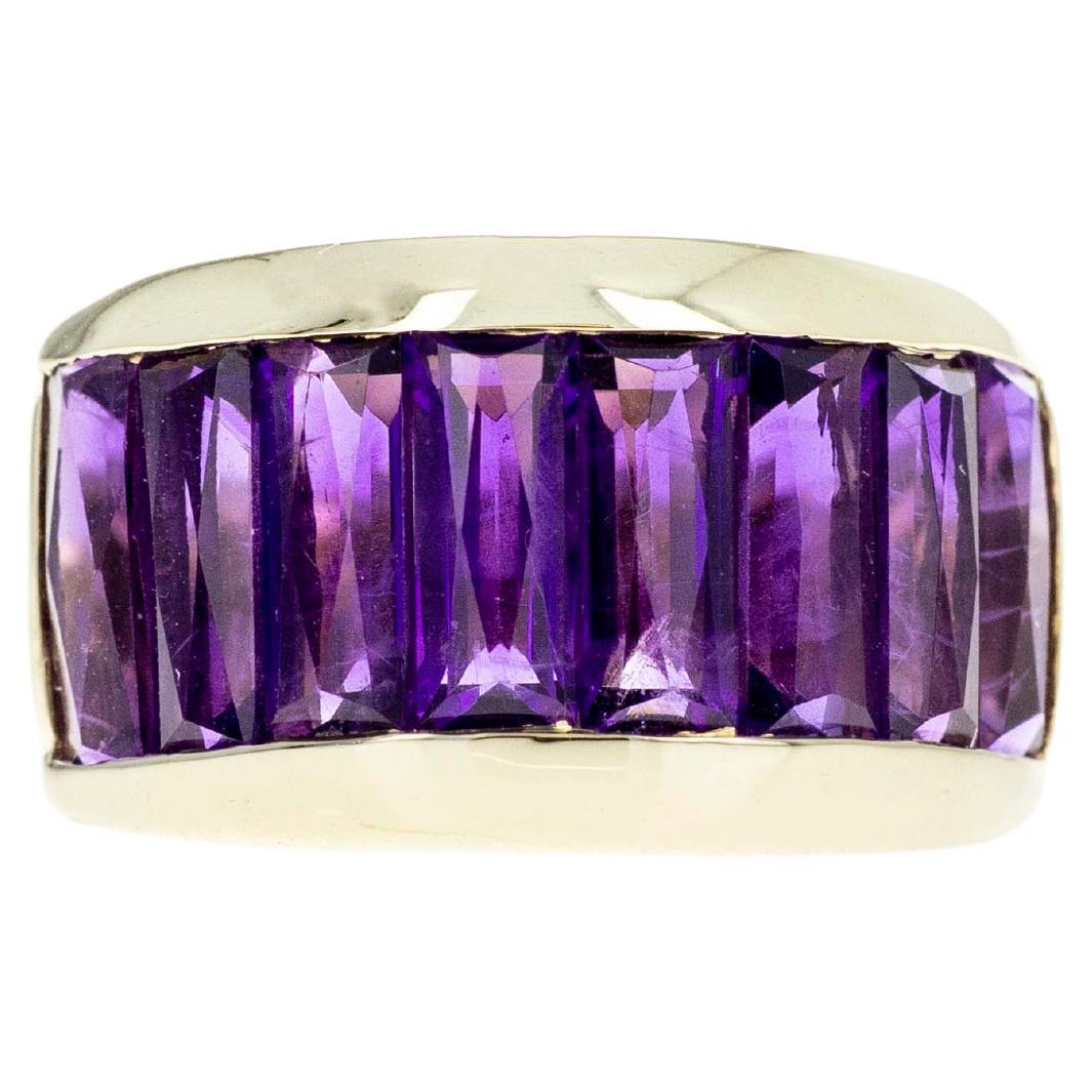 14K Yellow Gold 4 Carat Amethyst Chunky Band