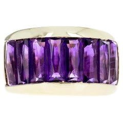 14K Yellow Gold 4 Carat Amethyst Chunky Band