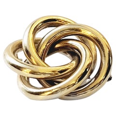 Alfiler Broche Tubo 4 Círculos Entrelazados Oro Amarillo 14K 34mm