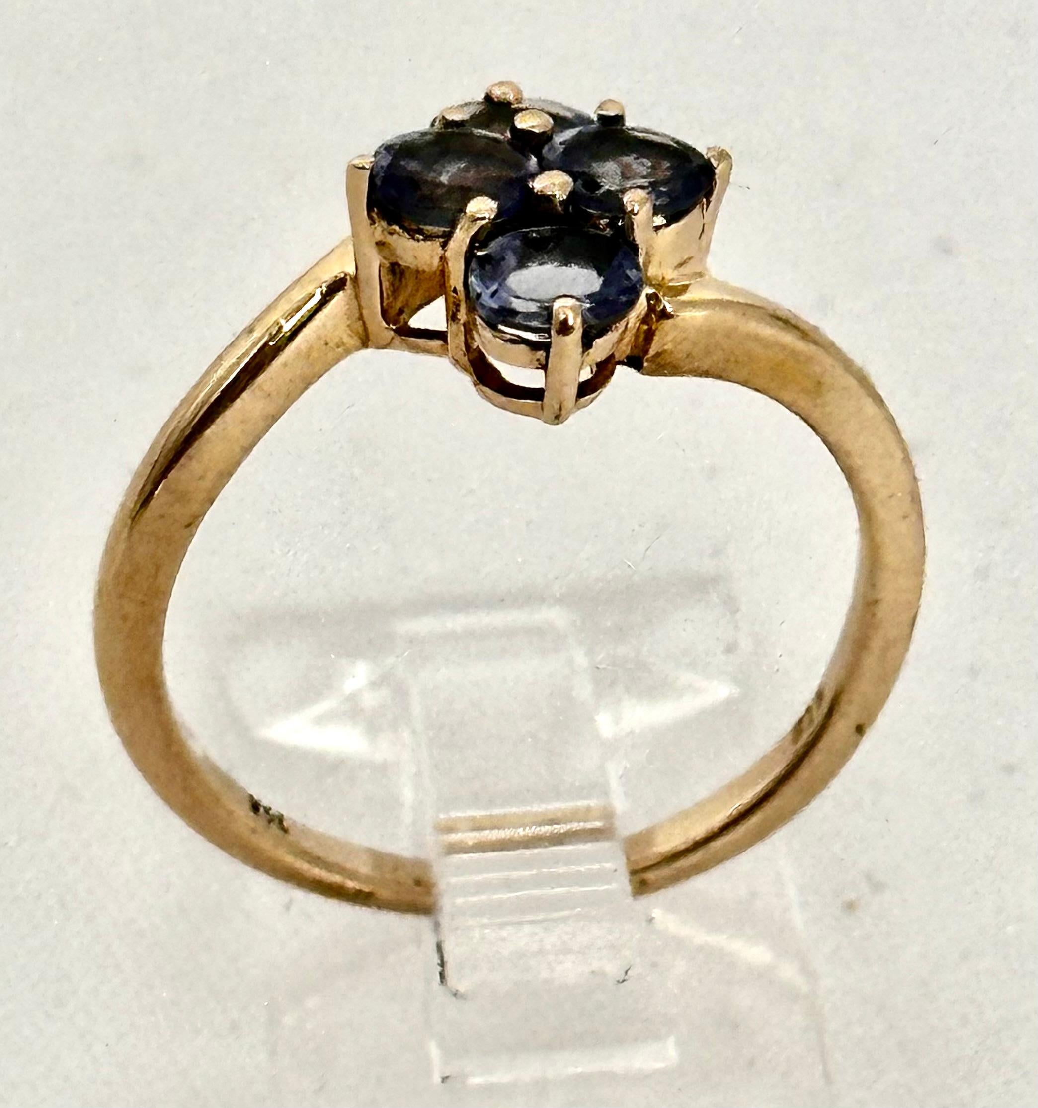 Artisan 14k Yellow Gold ~ 4 Oval Tanzanite ~ Ring ~ Size 7 For Sale