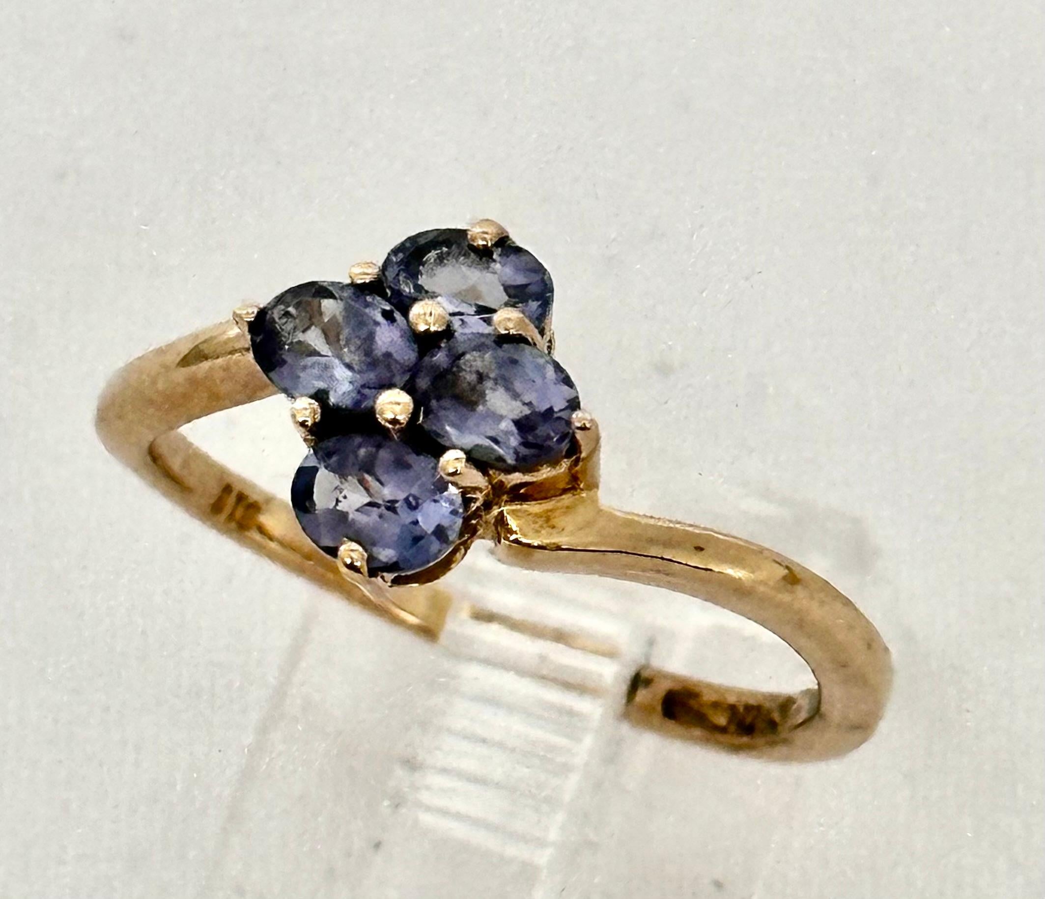 Oval Cut 14k Yellow Gold ~ 4 Oval Tanzanite ~ Ring ~ Size 7 For Sale