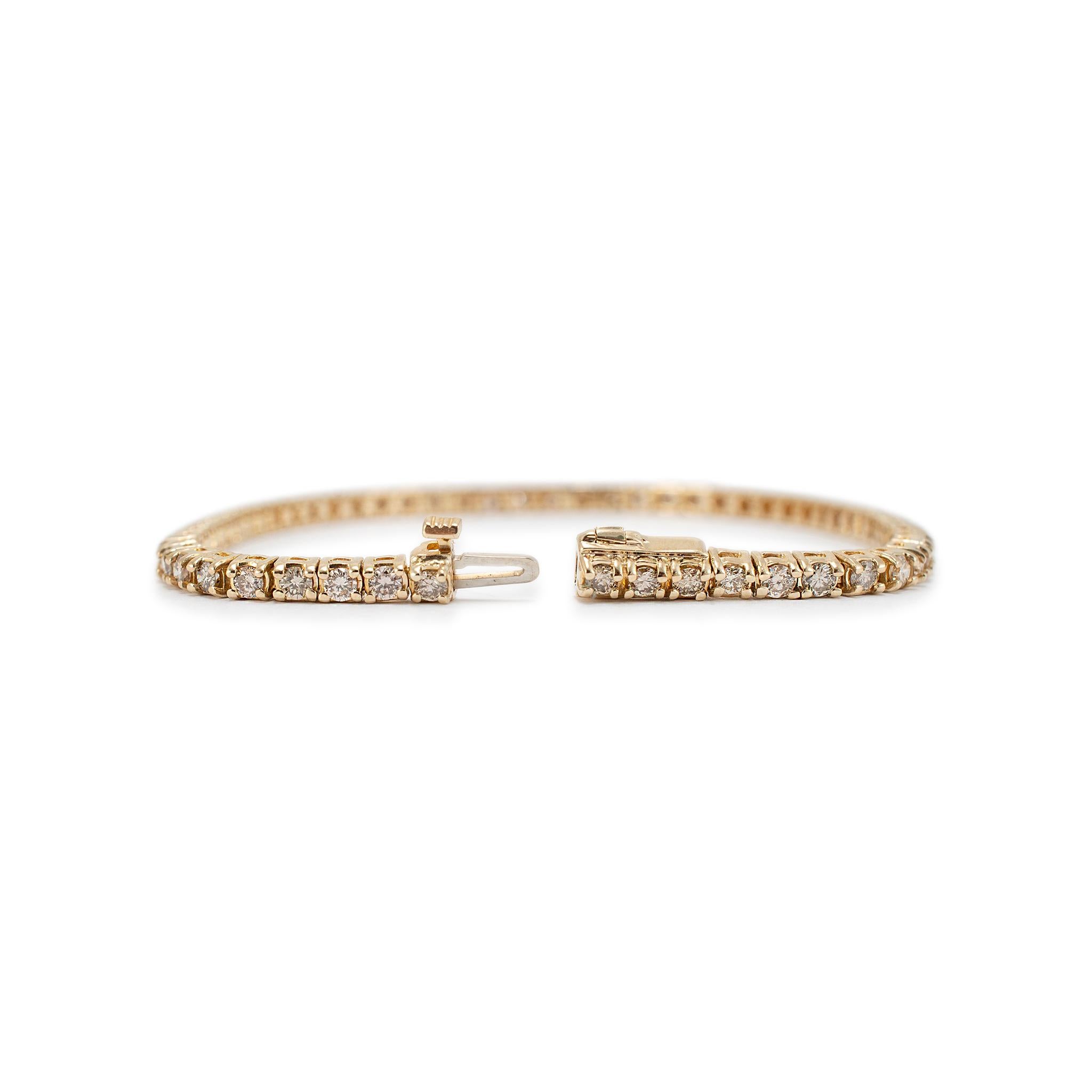 Round Cut 14K Yellow Gold 4-Prong 3.60ct Diamond Tennis Bracelet