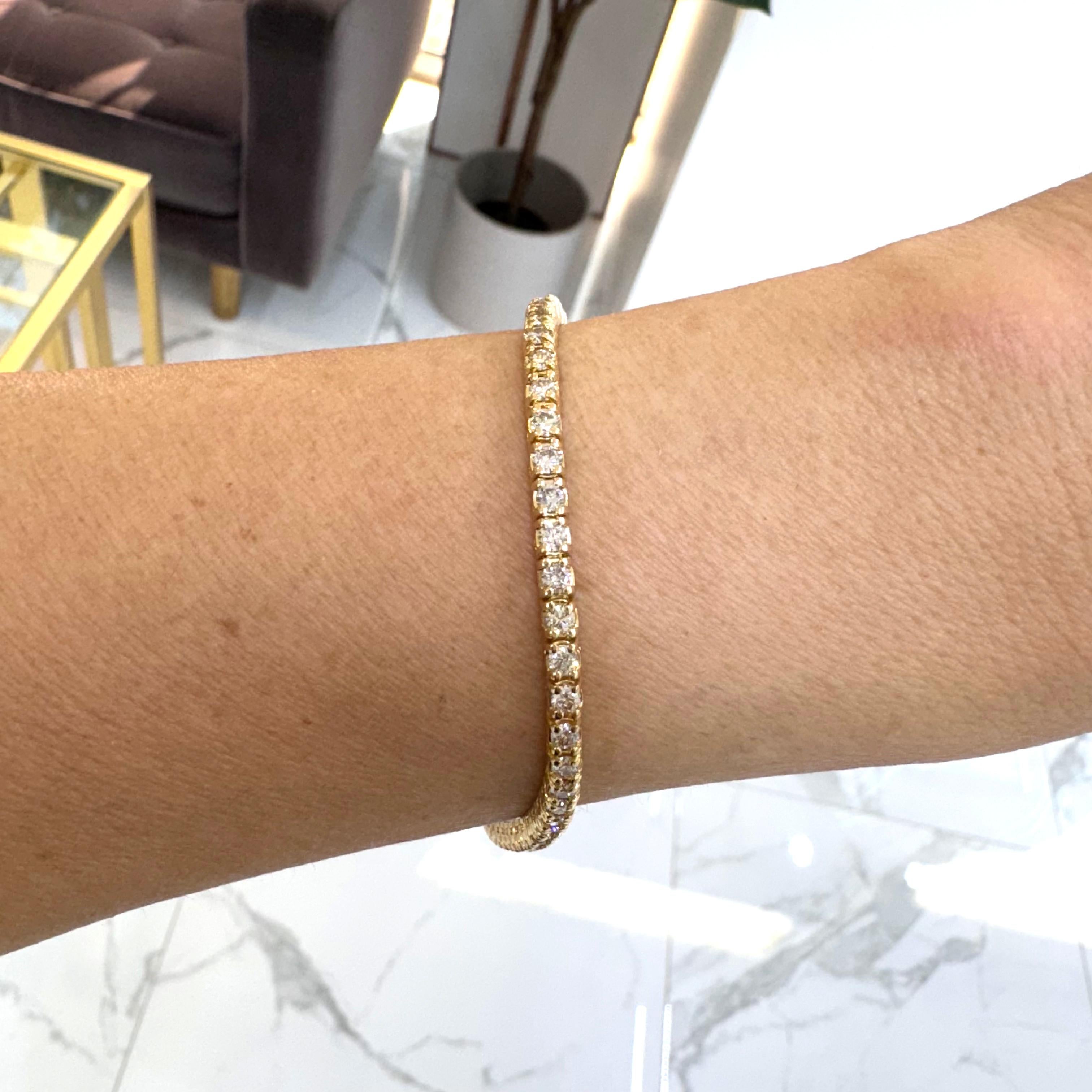 14K Yellow Gold 4-Prong 3.60ct Diamond Tennis Bracelet 1
