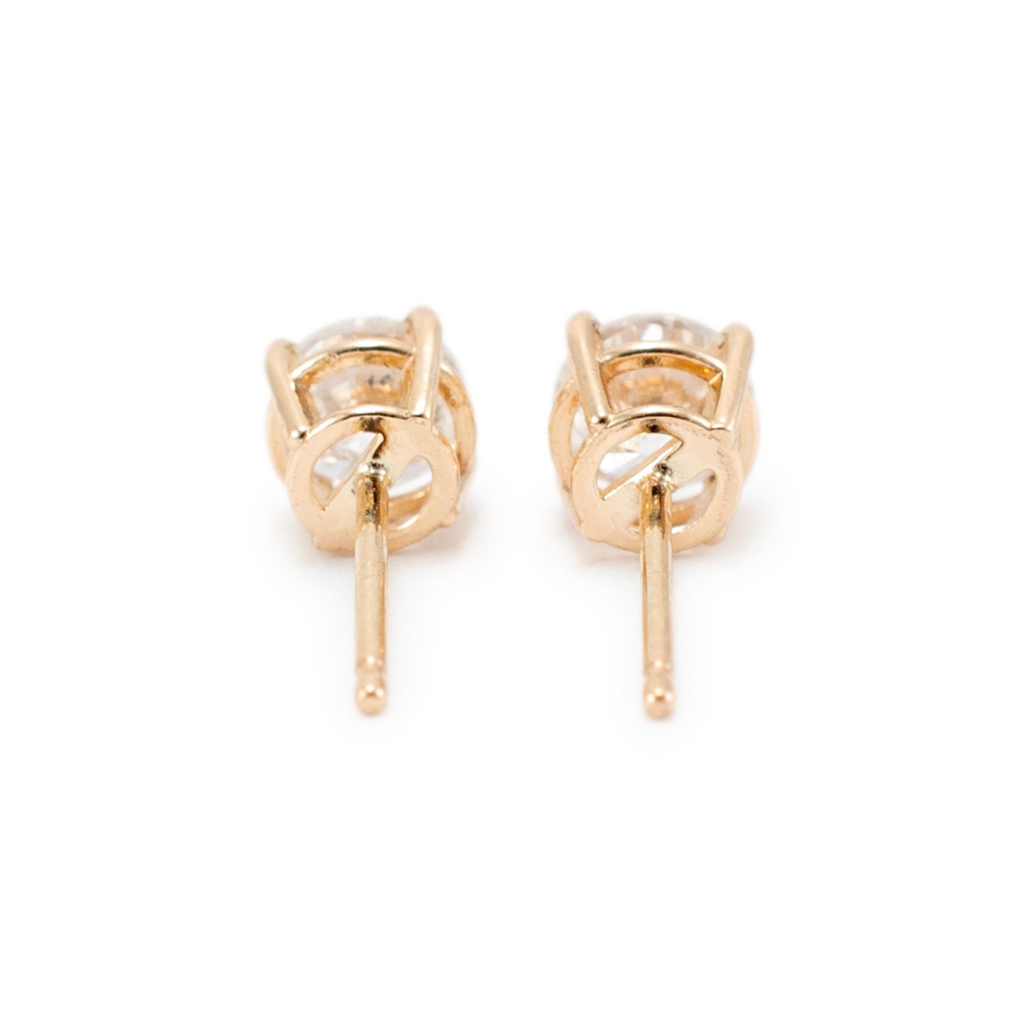 Boucles d'oreilles en or jaune 14K avec diamants à 4 branches et à l'envers Excellent état - En vente à Houston, TX