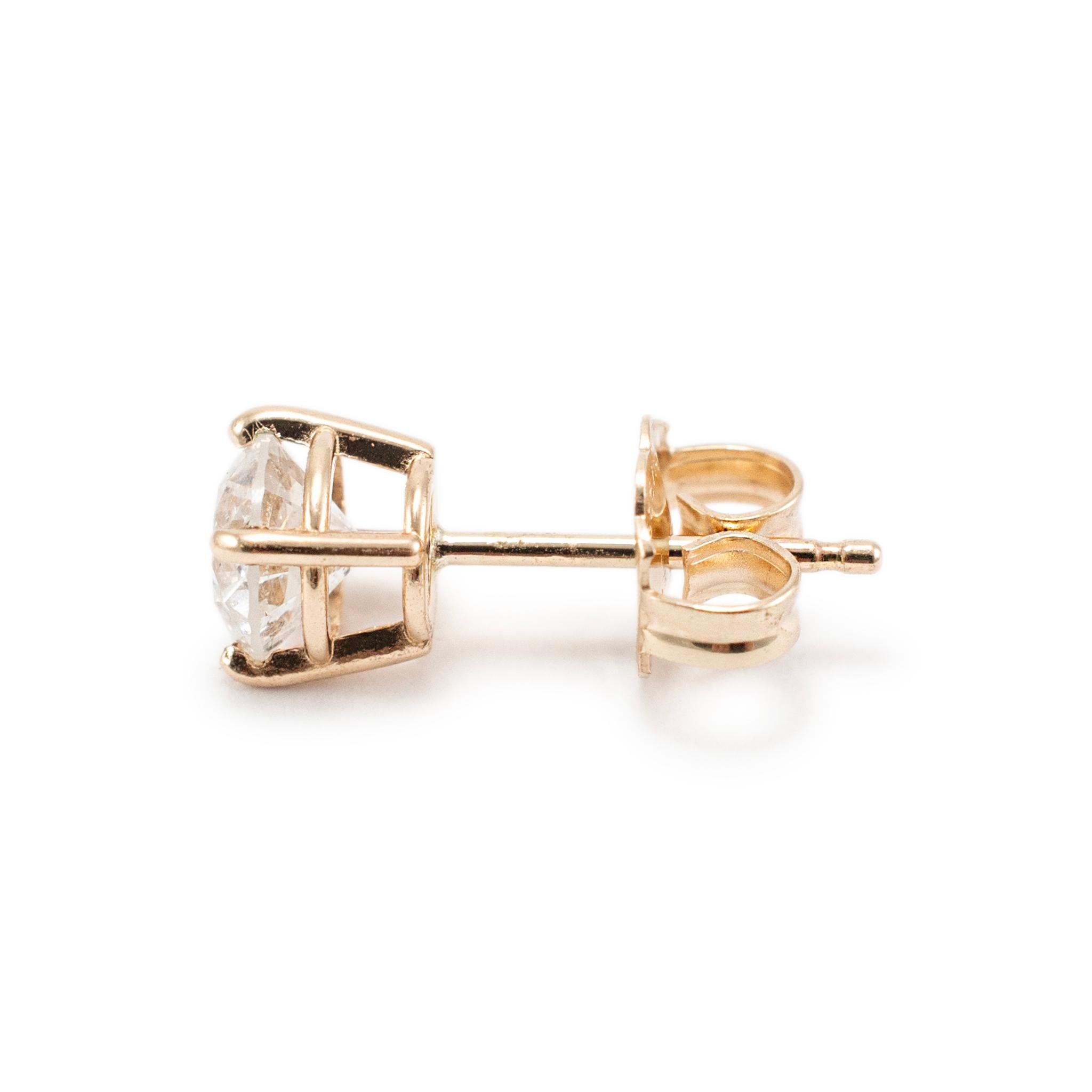 Boucles d'oreilles en or jaune 14K avec diamants à 4 branches et à l'envers Unisexe en vente