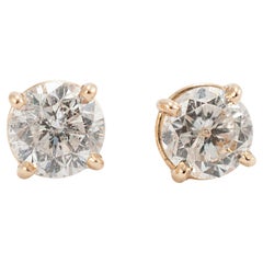 14K Yellow Gold 4-Prong Push Back Diamond Stud Earrings