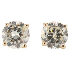 Orecchini a perno in oro giallo 14K a 4 punte con chiusura a vite con diamante da 1,03 carati