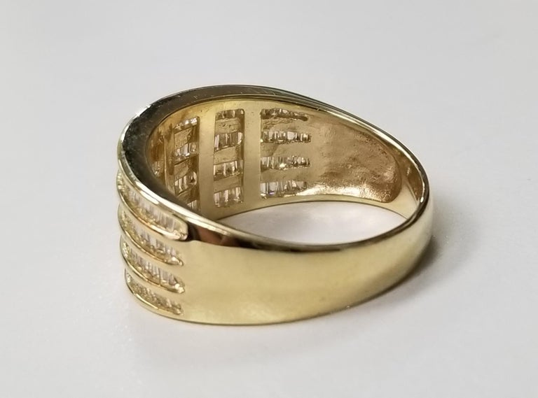 14 Karat Yellow Gold 4-Row Baguette Cut Channel Ring at 1stDibs ...