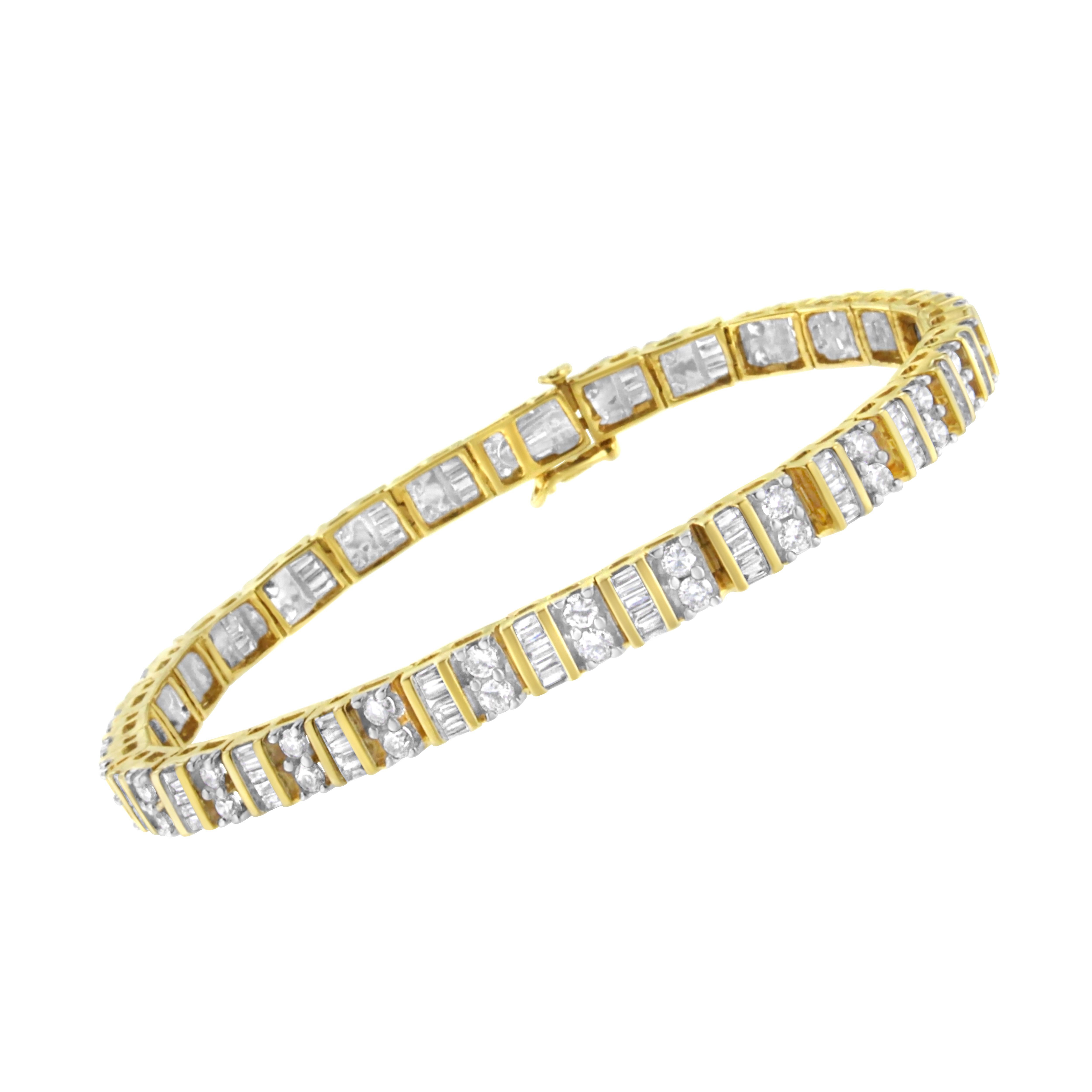 yellow gold baguette diamond tennis bracelet