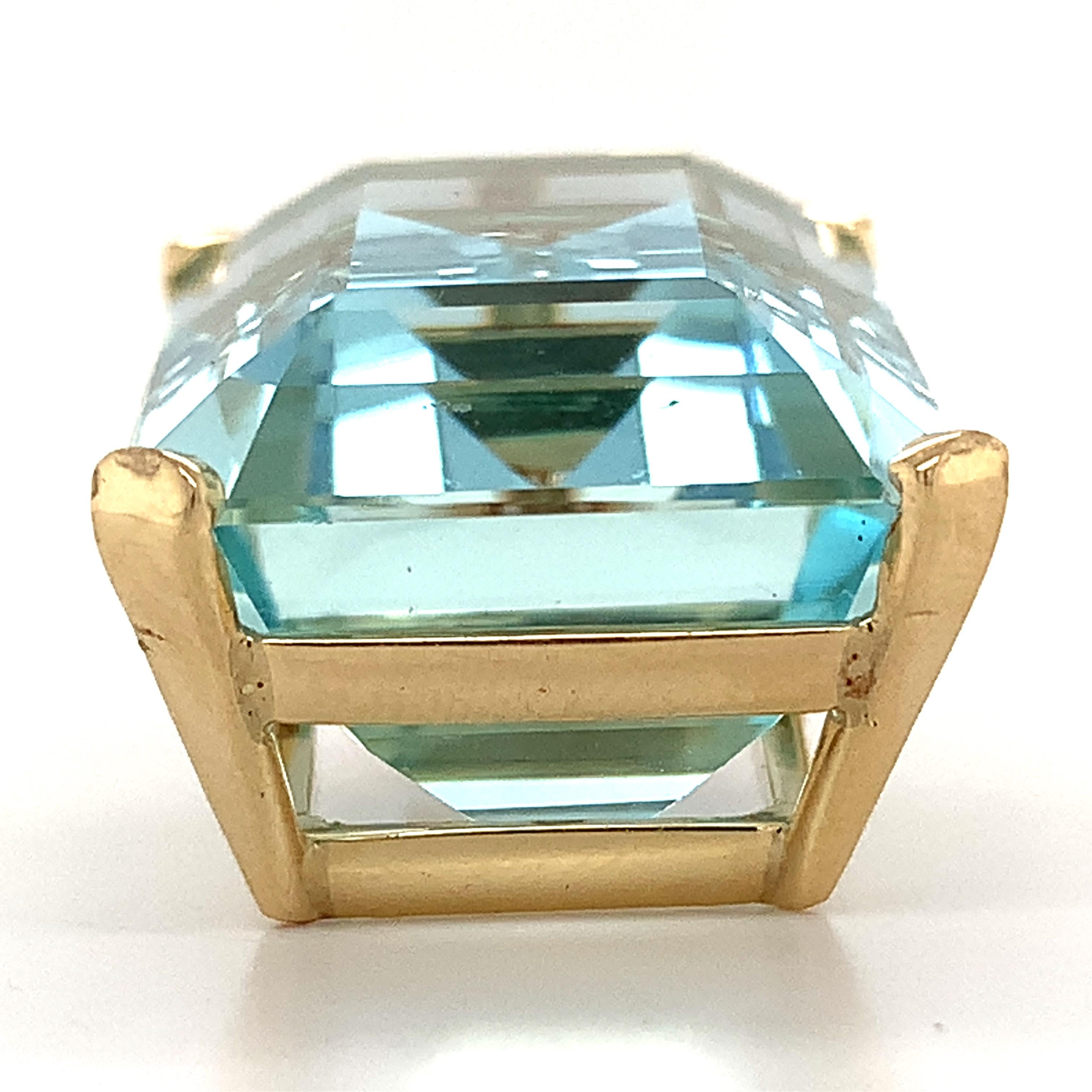 14k Yellow Gold 40 Carat Emerald Cut Aquamarine & Round White Diamond Pendant 6