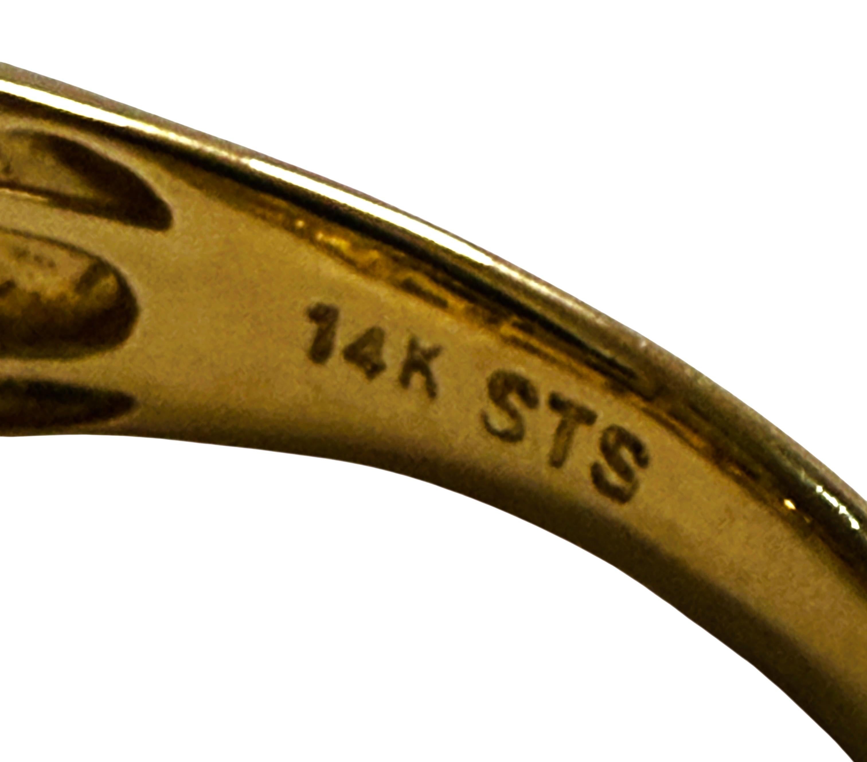 14k Gelbgold 4,0 Karat Fancy cut Goldener Honig Citrin & Diamant Ring Größe 8,5 (Art déco)