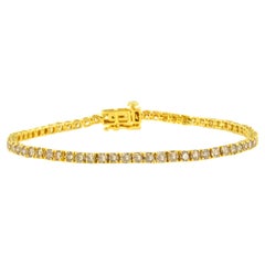 14K Yellow Gold 4.00 Carat Round-Cut Prong Set Diamond Classic Tennis Bracelet